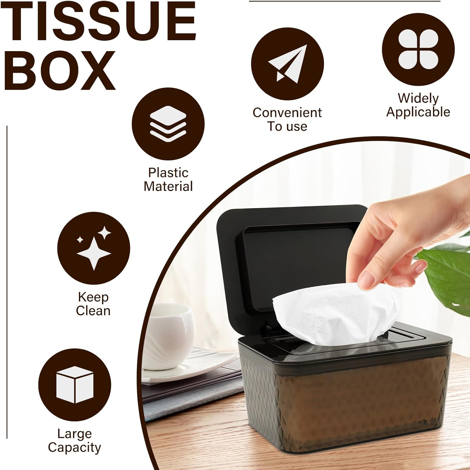 Wipes Dispenser with Lid, Dustproof Refillable Wet Tissue Case Box, Keep Wipes Fresh for Bathroom, Kitchen, Children Room, Office image number 5