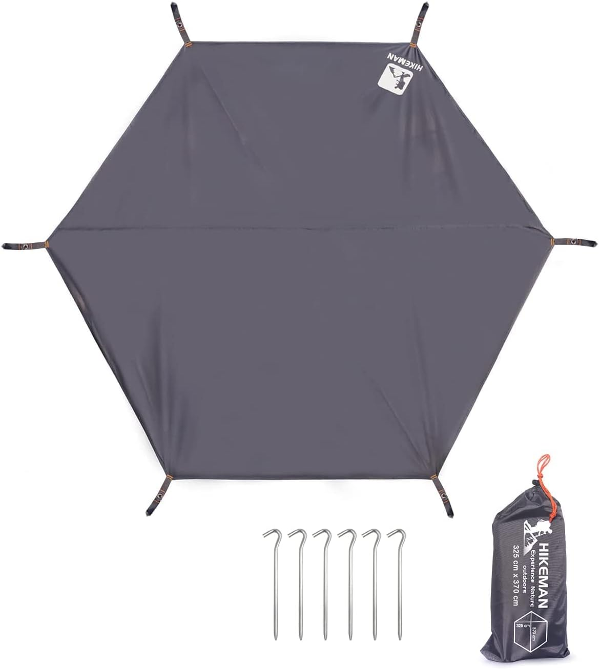 Hikeman Hexagonal Tent Footprint,1-4 Person Ultralight Waterproof Tent Tarp Ground Sheet Mat with 6 Tent Stakes for Camping Hiking Picnic Backpacking image number 2