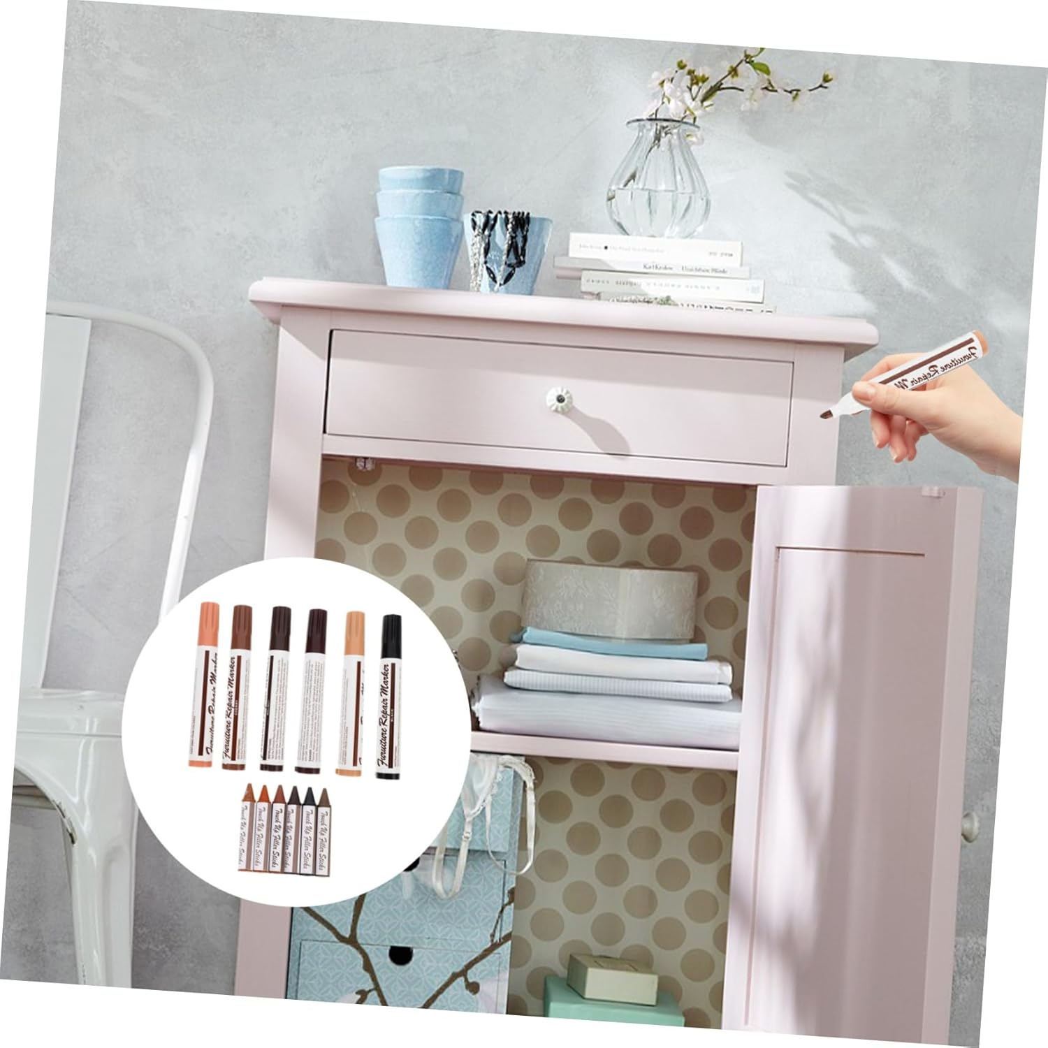 Healeved 12Pcs Repairing Pen Furniture Touch-Up Pen Wood Scratch Repair Kit for Household Wooden Furniture Markers image number 2