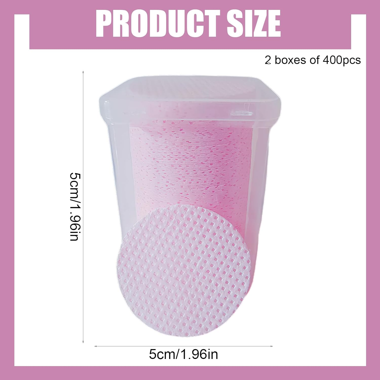 Rstigiker 400 Pcs Lint Free Nail Wipes - round Non-Woven Soft Super Absorbent Dry Wipes for Nail Polish Remover, Eyelash Extensions and Nail Art (Pink) image number 1