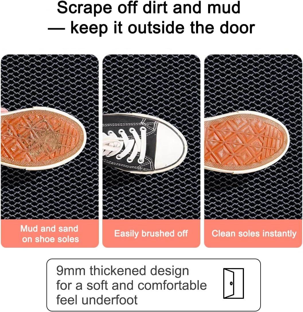 Front Door Mat outside Entrance 90X60Cm &ndash; Heavy Duty Sturdy High Elastic Muddy Mats for Indoor Outdoor, 9Mm Thick Hollow Design, Waterproof Non-Slip Rubber Mat for Entryway, Balcony, Porch image number 5