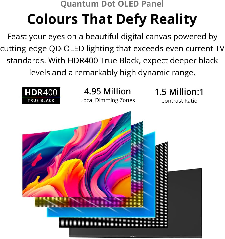 PRISM+ 49AL 49" Curved QD-OLED Super Ultrawide Gaming Monitor, 32:9 DQHD (5120X1440), 144Hz, 0.03Ms, AMD Freesync Premium, In-Built 2.1Ch Speakers, Ergonomic Stand, 3 Yrs Warranty image number 4