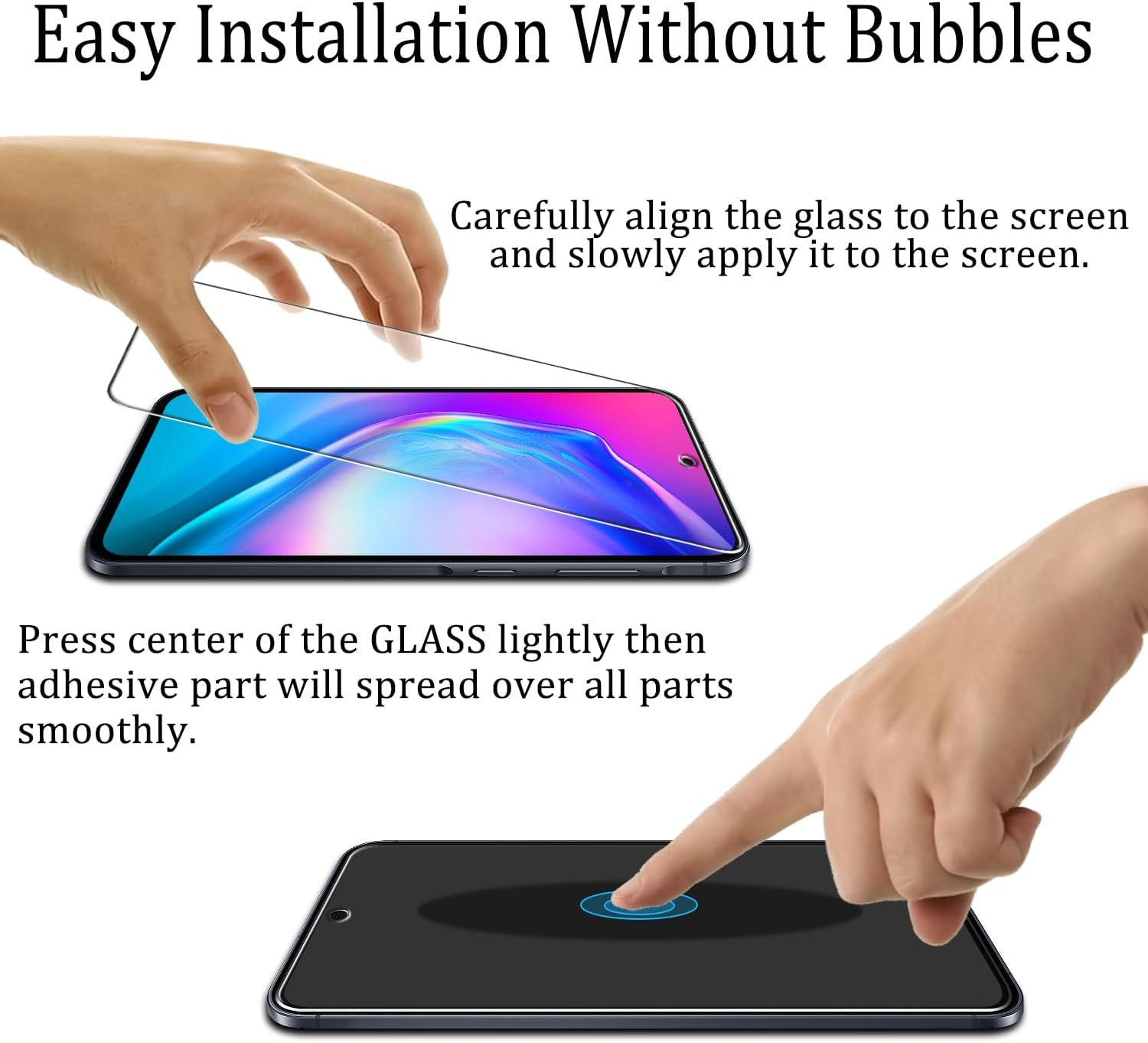 (2 Pack) KATIN Screen Protector for Samsung Galaxy A55 5G Tempered Glass, anti Scratch, Bubble Free, 9H Hardness, Case Friendly image number 5