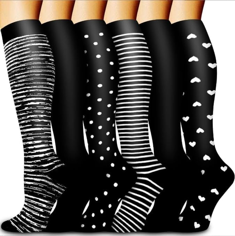 Compression Socks for Women & Men Circulation (6 Pairs) 15-20 Mmhg Is Best Support for Athletic Running Cycling