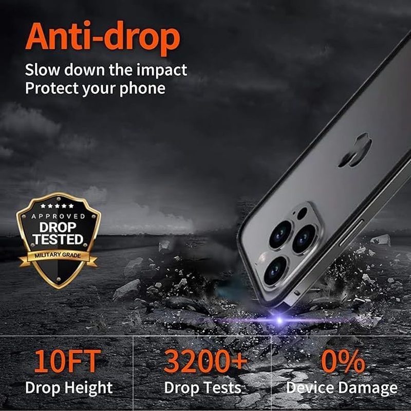 LINPING Aluminum Metal Bumper Frame Hard Case for Iphone 17Pro,Slim Armor with Soft Interior Raised Edge Protection(Titanium,For Iphone 17Pro) image number 5