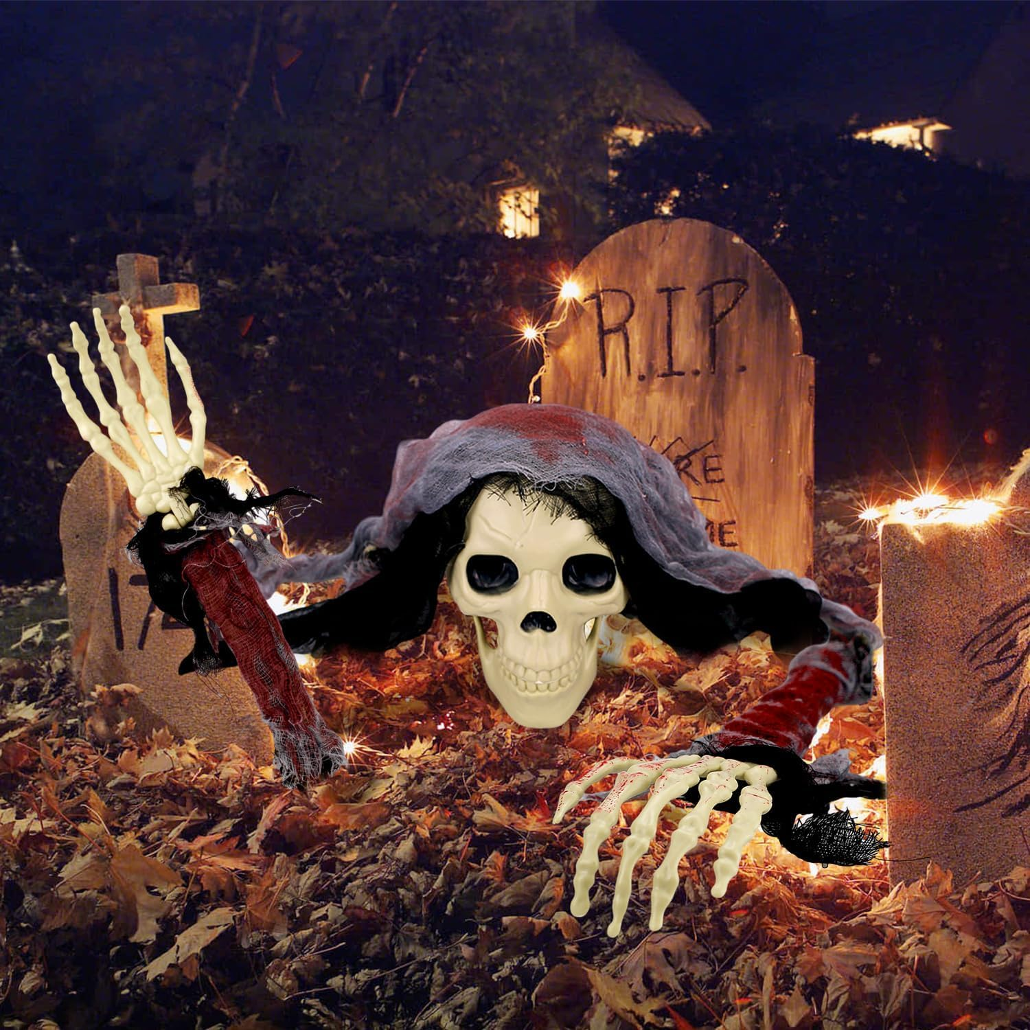 ZATMRA Halloween Decorations Outdoor - Realistic Skeleton Decor for Patio, Lawn, Cemetery, Garden - Scary Indoor and Outdoor Exterieur image number 4