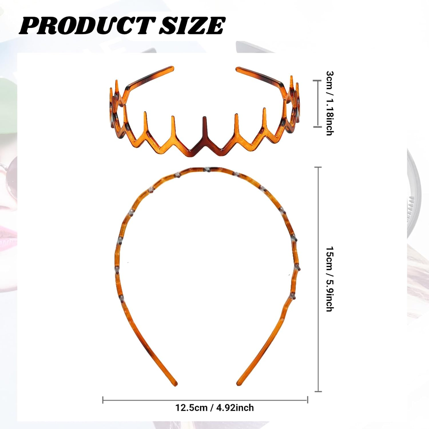 Dazzhues Pack of 2 Plastic Headbands, Double Row Headbands, Non-Slip Headband with Teeth, Hair Band Accessories for Women and Girls image number 3