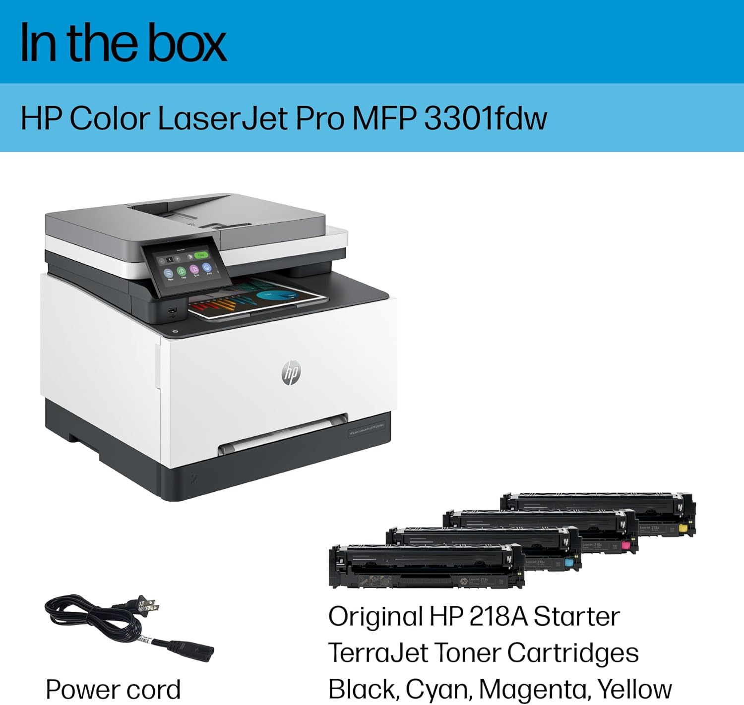 HP Color Laserjet Pro MFP 3301Fdw Wireless All-In-One Color Laser Printer, Office Printer, Scanner, Copier, Fax, ADF, Duplex, Best-For-Office (499Q5F) image number 2