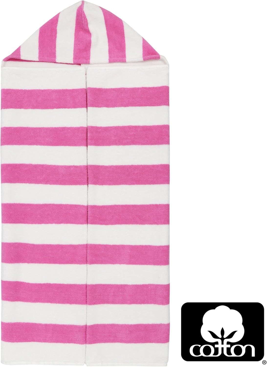 Original Kids Hooded Bath Towel Wrap - 100% Cotton Terry Large Oversized Hooded Kids Towel - Toddler Shower Pool Beach Towel - Soft Plush Absorbent Quick Dry Easy Care Gift -30X60- Cabana Stripe Pink image number 3
