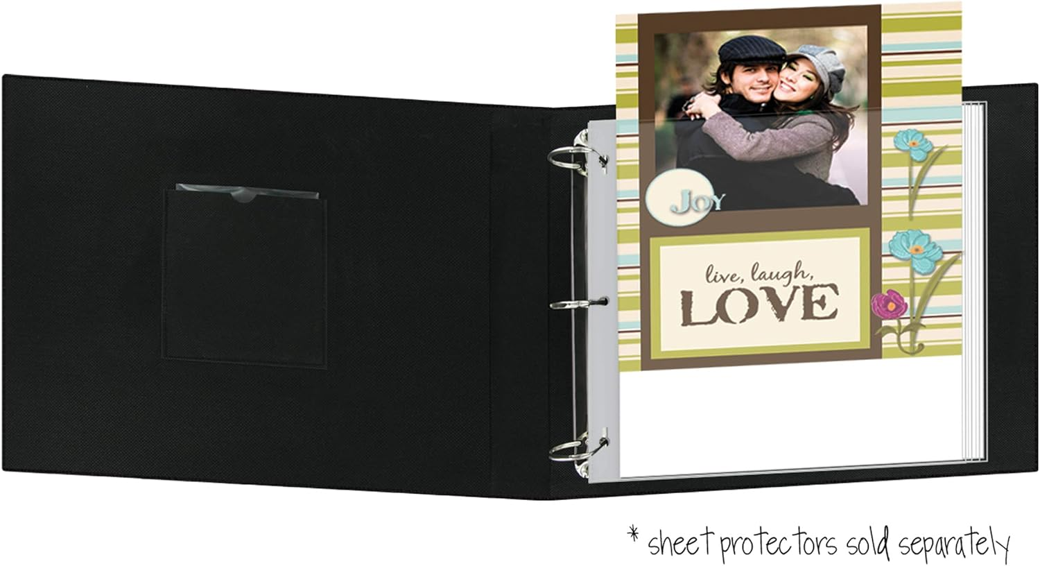 12X12 Fabric Frame 3-Ring Binder Scrapbook, Black - Red image number 4