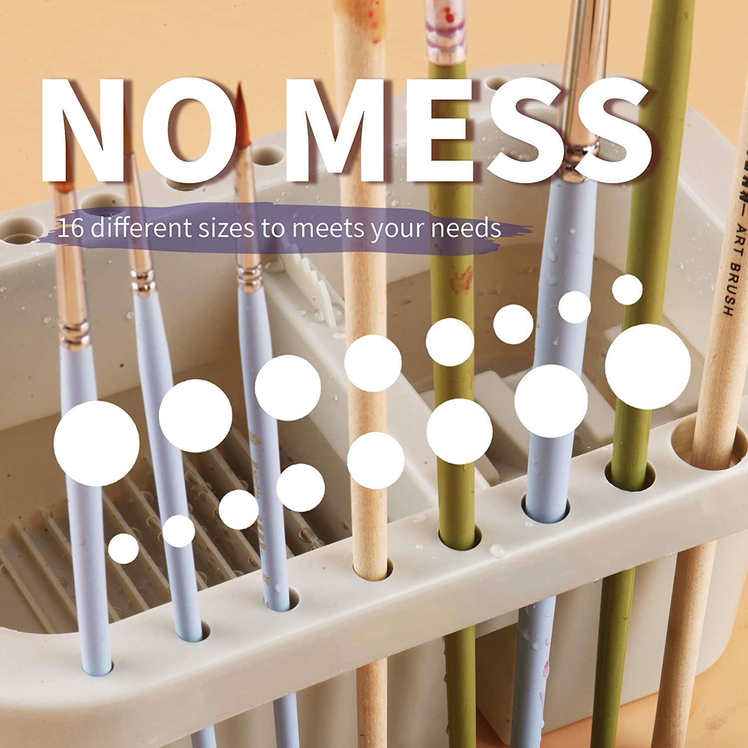 Martol Multi-Use Paint Brush Basin with Brushes Holder,Washer,Trays,Palette Box-Artist Cleaner Cup for Watercolor Oil Acrylic Gouache Painting with Lid image number 2