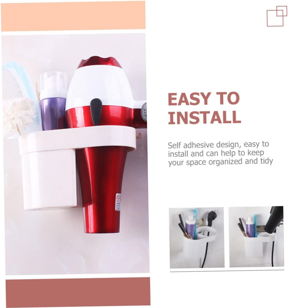 BIUDECO Bathroom Blow Dryer Holder Wall Mounted Hair Dryer Rack Storage Holder image number 3