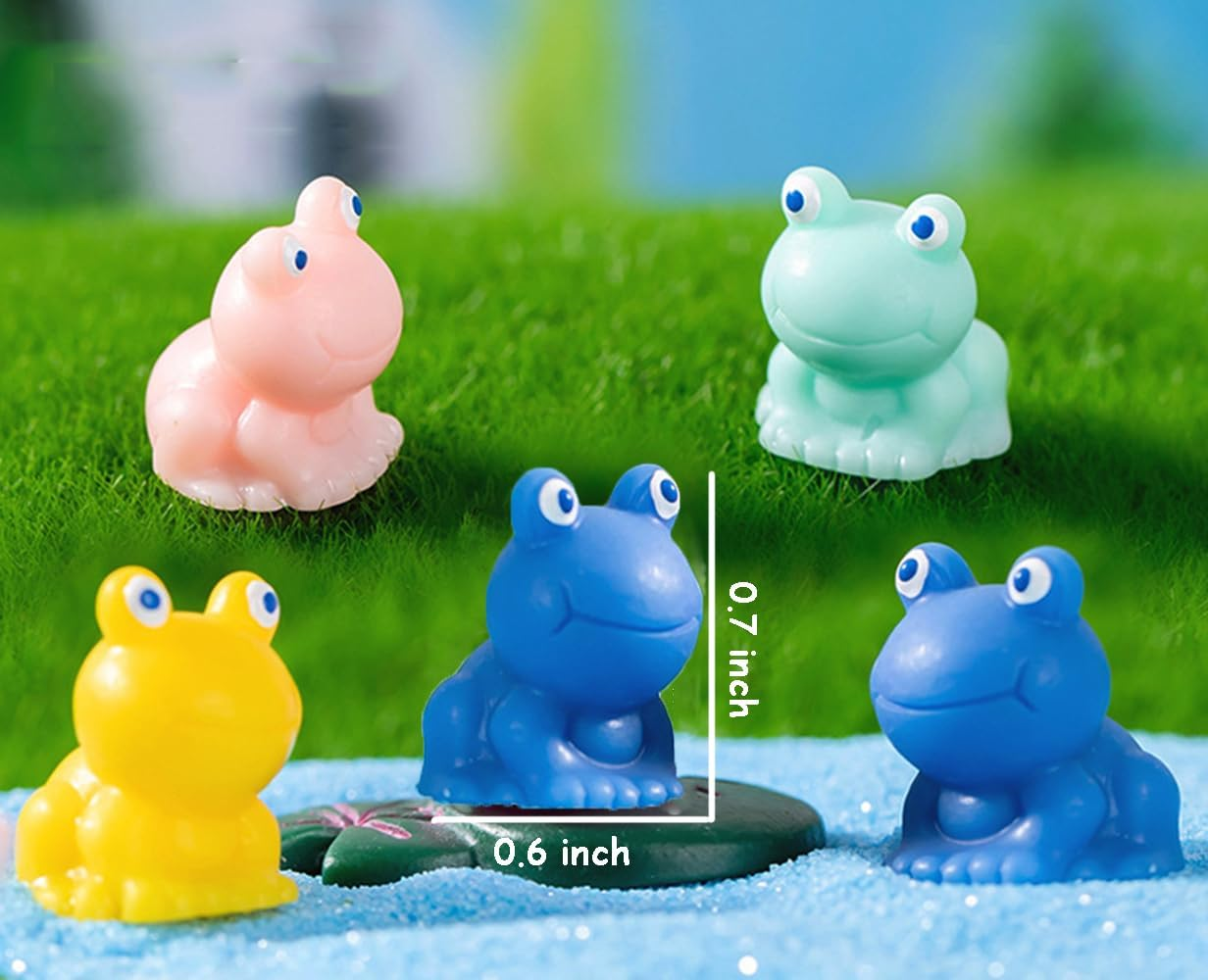 220 Pcs Mini Frogs, Bright Color Tiny Plastic Frogs for Home Fairy Garden Decor (Blue) - Multicolor image number 5