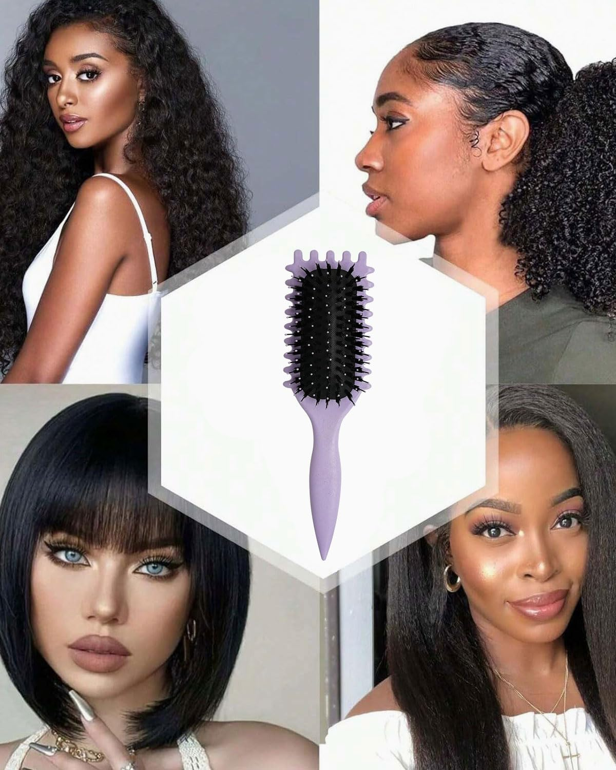 AORHOFJ 1 X Curling Brush, Styling Brush, Multi-Purpose Curling Brush, Curling Brush, Boar Bristle Hair Brush for Defined Hairstyles and Gentle Care Comb image number 3