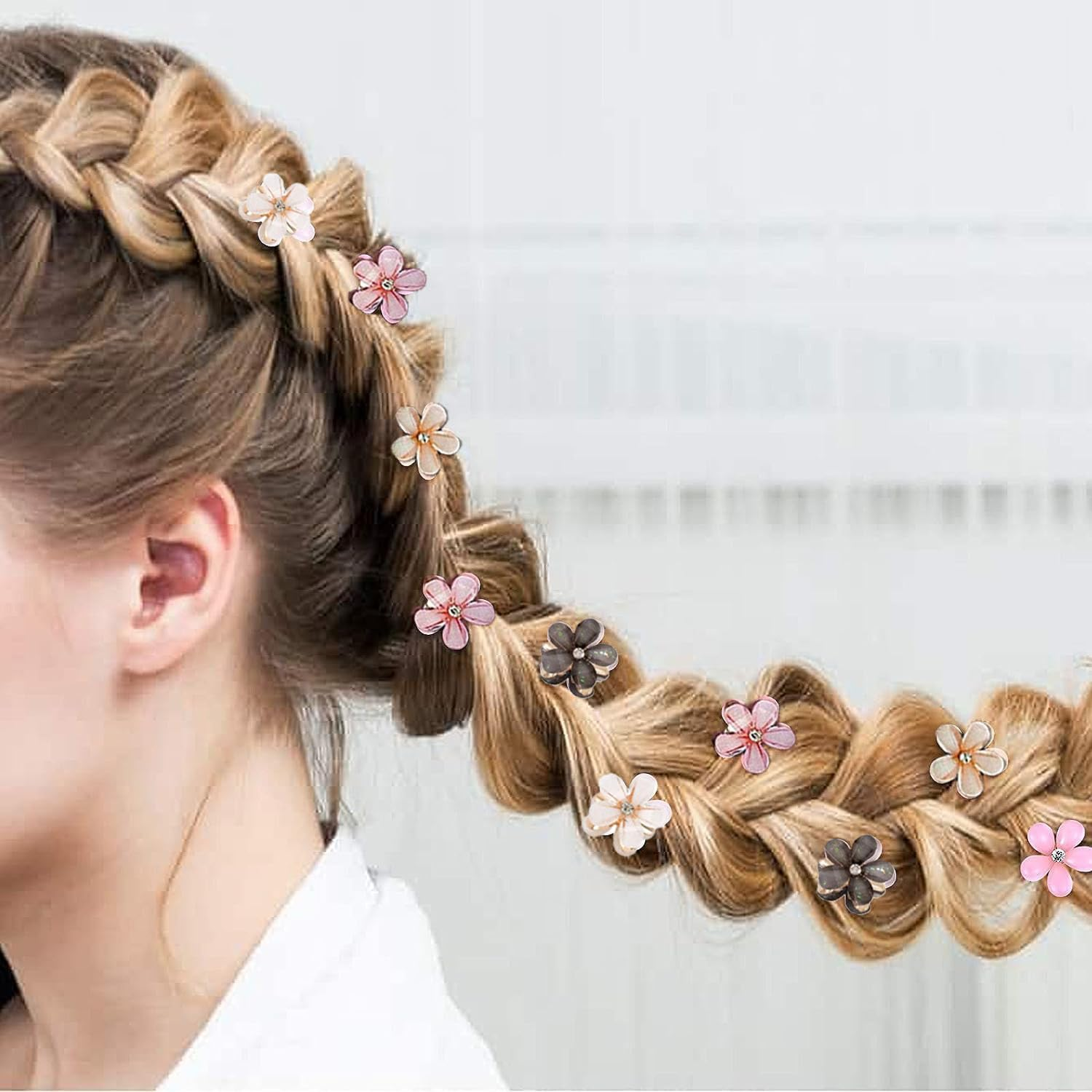 Rabbfit Pack of 12 Mini Diamond Hair Clips, Small Hair Clips, Flower Hair Clips Hair Accessories for Women, Girls, Cute Mini Hair Clips, Hair Clips for Photo, Everyday, Party, Wedding, Six Colours image number 1