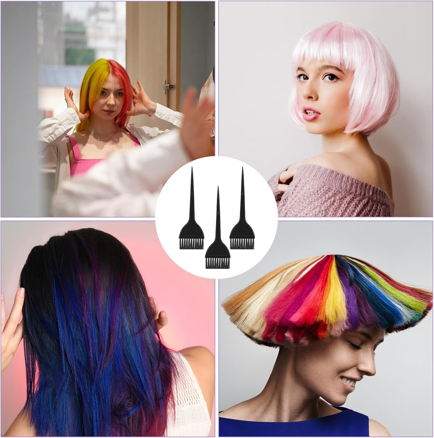 Prasacco Pack of 3 Hair Dye Brushes, Hair Dye Brush Made of PP Plastic, 20 X 6 Cm, Black Hair Dye Brush for Applying Hair Dyes, DIY Hair Dyeing Tools for Home and Hairdressing Shops