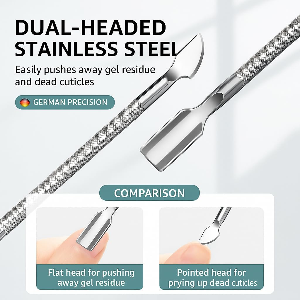 SYGELER Professional 3-In-1 Stainless Steel Cuticle Trimmer Set &ndash; Precision Cuticle Pusher & Nippers for Salon-Perfect Manicure/Pedicure &ndash; Hypoallergenic Nail Care Kit for Sensitive Skin image number 2