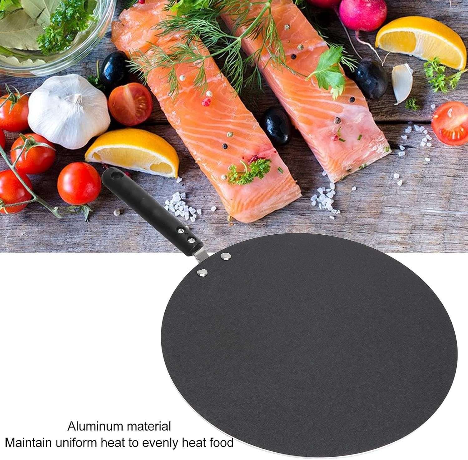 Nonstick Crepe Pan, 30Cm Comales Para Tortillas Griddle Pan for Gas Stove Top, Granite Coating Flat Pancake Pan Dosa Tawa, Swiss Granite Coating Dosa Pan with Stay-Cool Handle image number 2