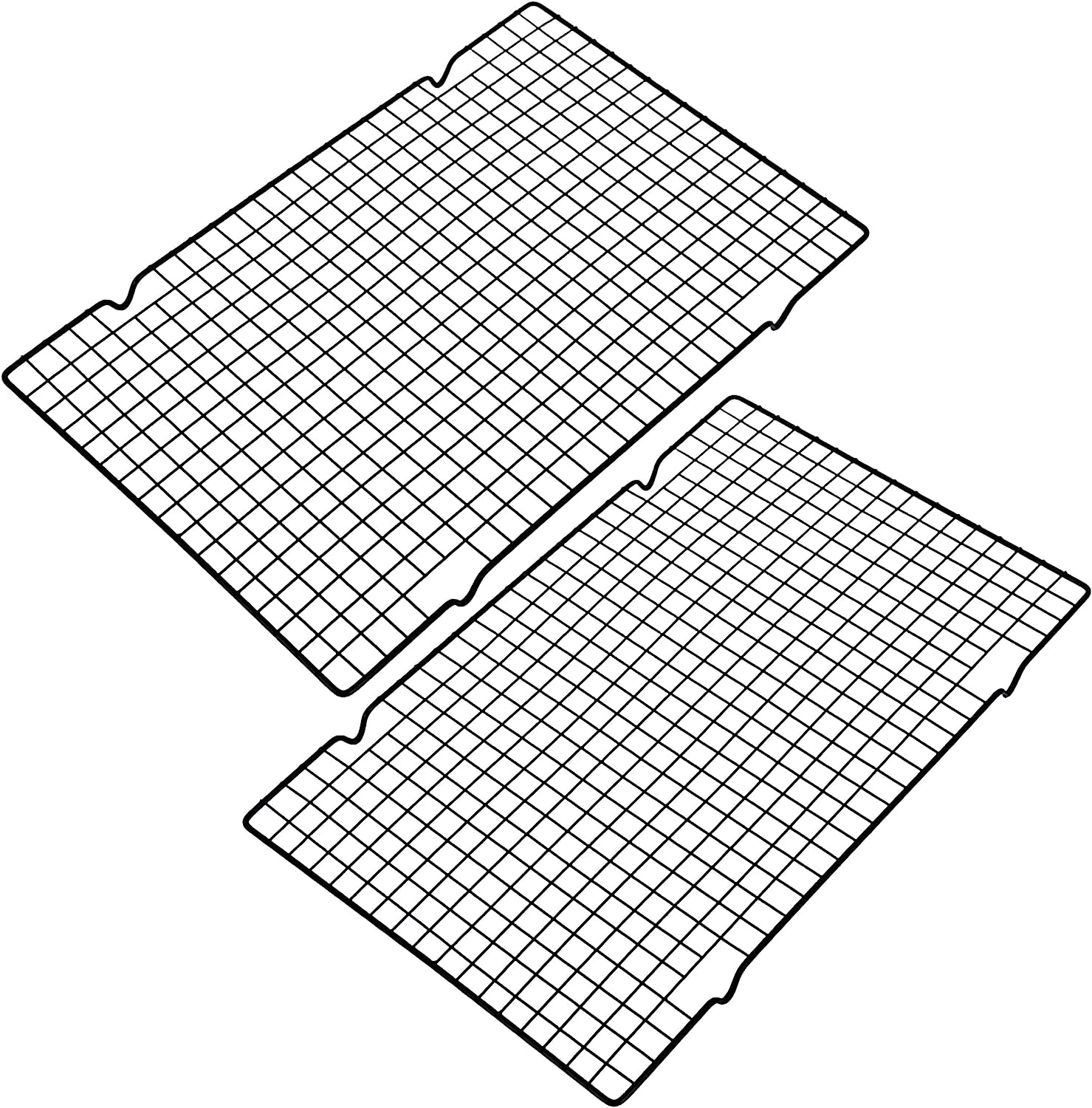 Tongke 2 Pack Cooling Racks for Baking, Nonstick Carbon Steel Cooling Rack/Baking Rack, for Roasting, Grilling, Cooking, Cooling, Oven & Dishwasher Safe (Black,16" X 10" X 0.8")