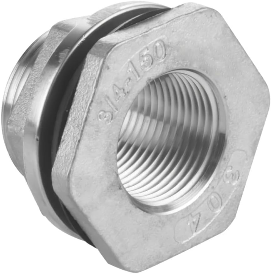 1/4" 3/8" 1/2" 3/4" 1" - 2" BSP Female 316L 304 Stainless Steel Bulkhead Pipe Fitting Connector Coupler Water Tank Hole Drainer(Size:Ss304_1-1/2")