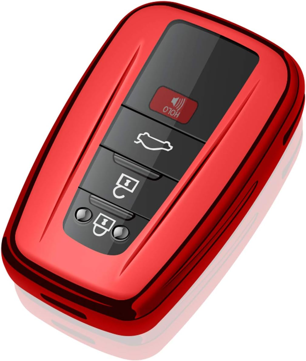 Tukellen for Toyota Key Fob Cover Special Soft TPU Key Shell Case Protector Compatible with 2018-2024 Camry Avalon C-HR Prius Corolla GT86 Highlander RAV4 4Runner Prado - Silver