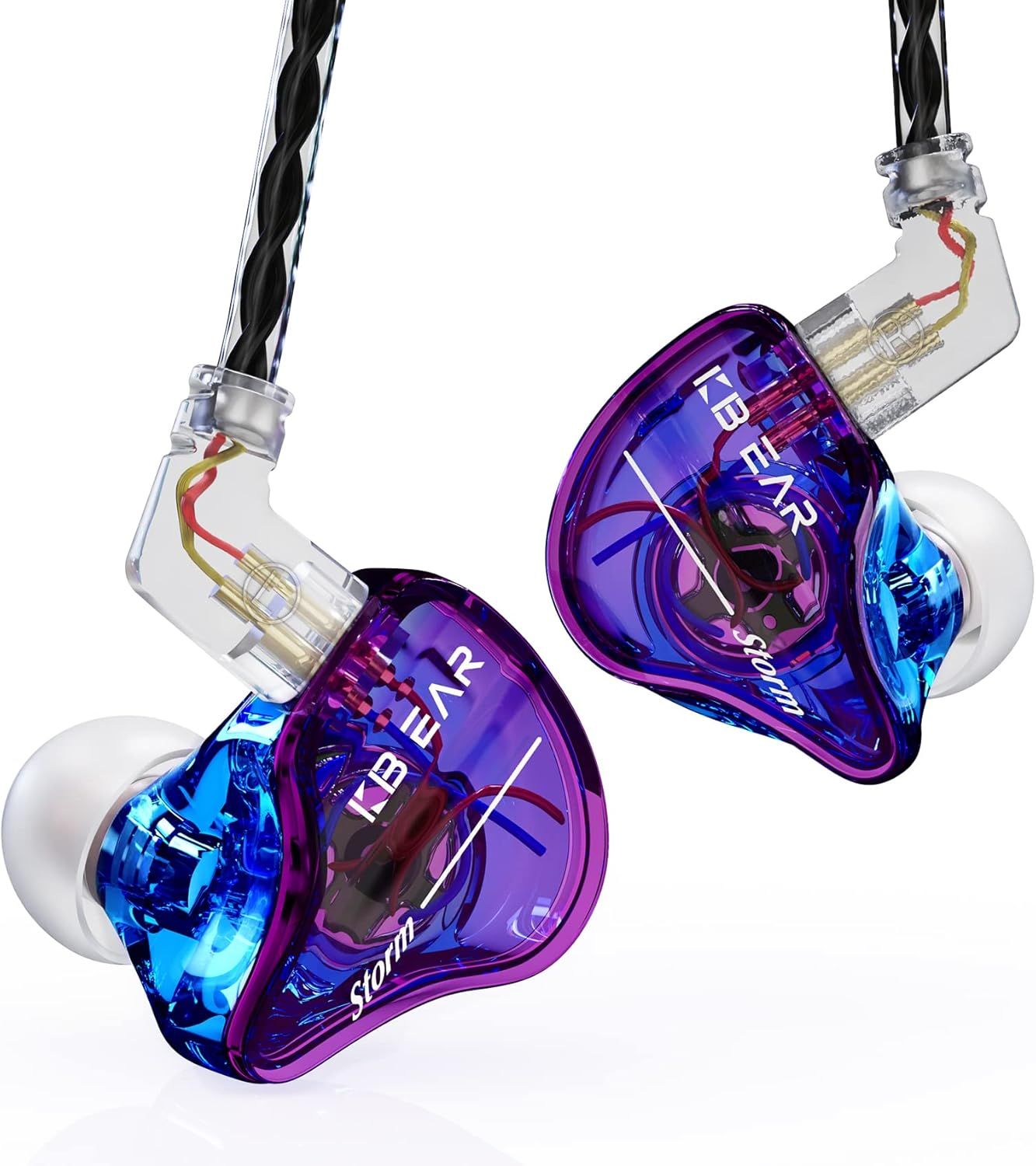 Yinyoo KBEAR Storm Wired Headphones, 10Mm Dynamic Driver in Ear Monitors, Hifi IEM Earphones for Singers Drummers Musicians, Bass, with OFC IEM Cable (Purple Blue, No Mic) image number 1