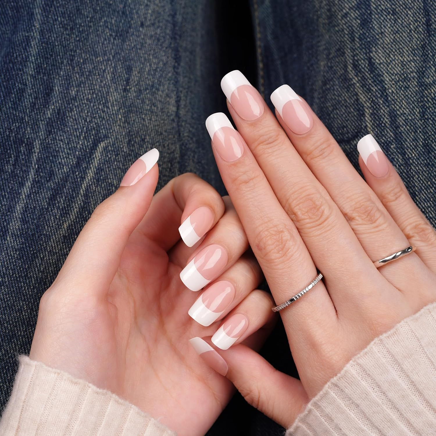 DANNI & TONI 28Pcs French Tips Semi Cured Gel Nail Strips, Pink Soft Self-Adhesive Stickers,Uv/Led Lamp Required Salon-Quality Gel Nail Polish Wraps,French Manicure(Happy-Go-Lucky) image number 5