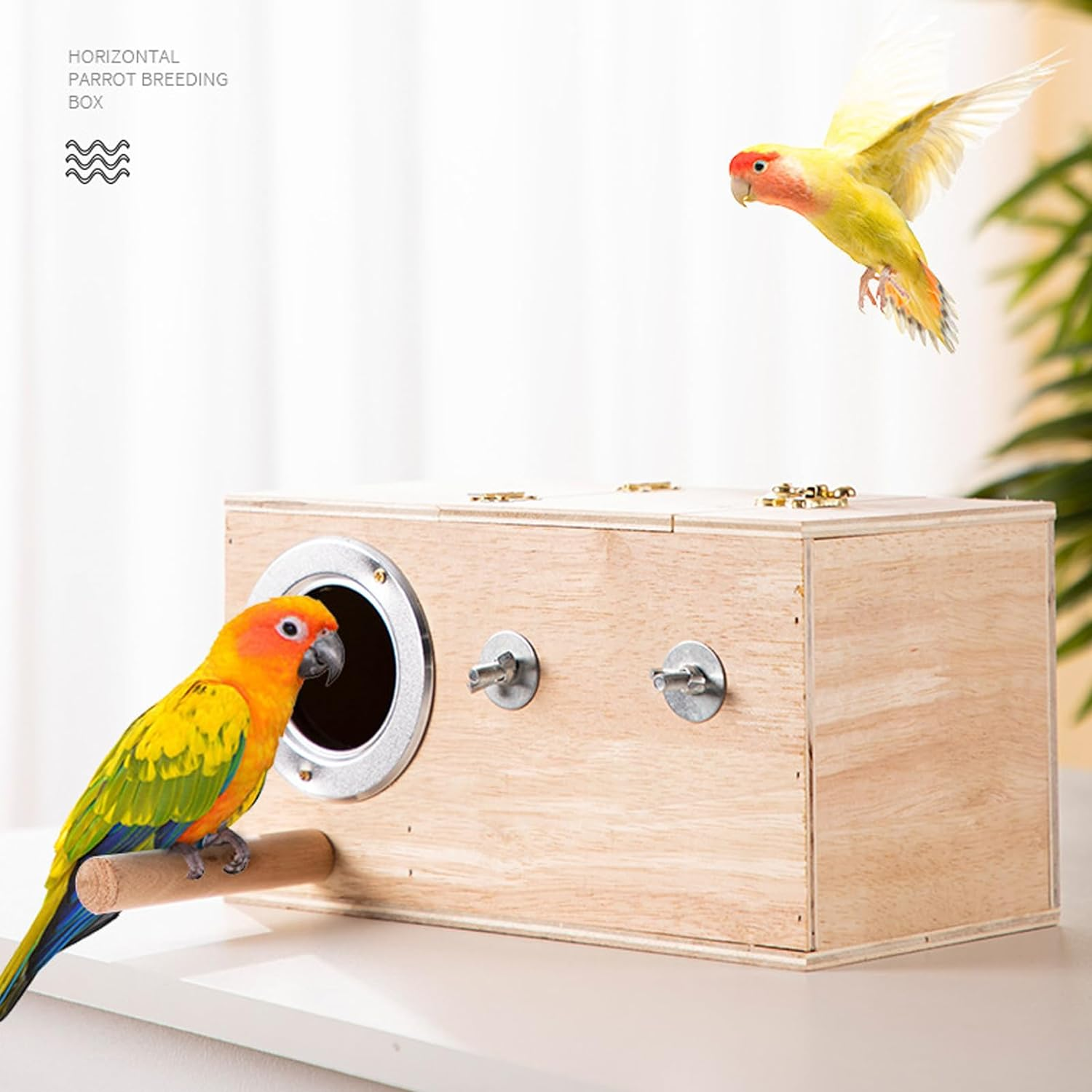 9.8 X 5.1 X 5.1Inch Parakeet Nesting Box, Bird House Bird Breeding Box Wooden Hatching House Mating Cage Nest Wood House image number 1