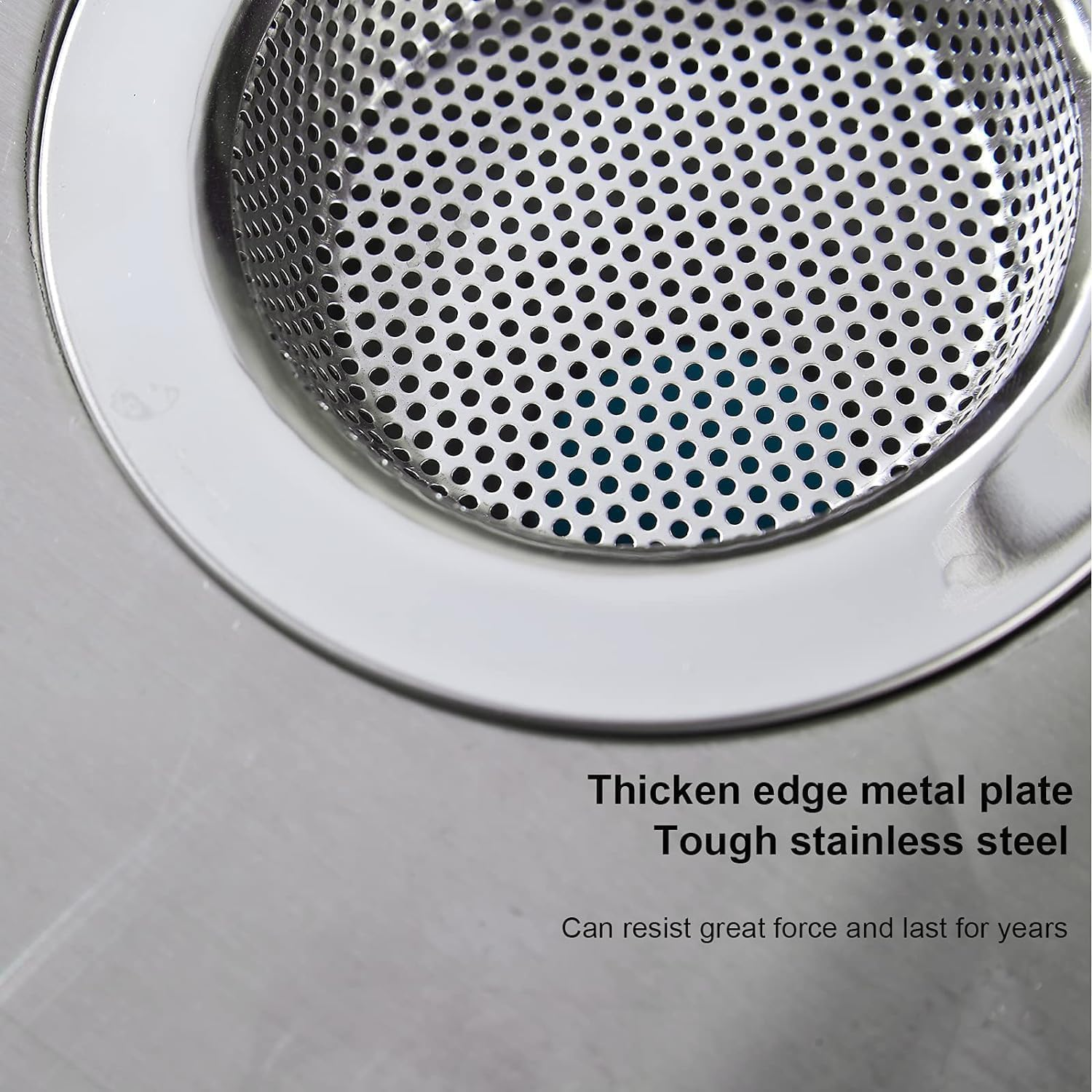 Kitchen Sink Strainer, 11.5 Cm Diameter, Stainless Steel with Wide Rim, 2 Pack