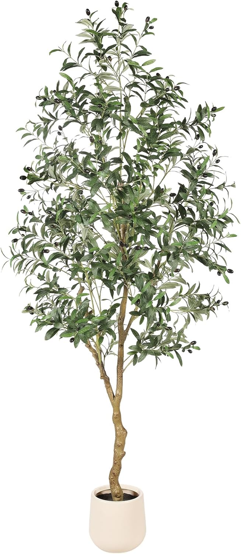 7Ft Olive Trees Artificial Indoor - Tall Faux Olive Tree 7 Feet (84") with Pot, Fake Plants Natural Branches and Realistic Leaves Olive Silk Tree for Home Office Decor image number 3