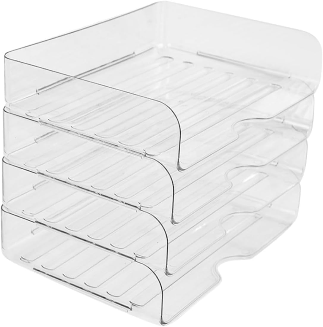 4Pcs Stackable Desk Organizer Storage Box Paper File Organizer Tray for Office Home image number 3