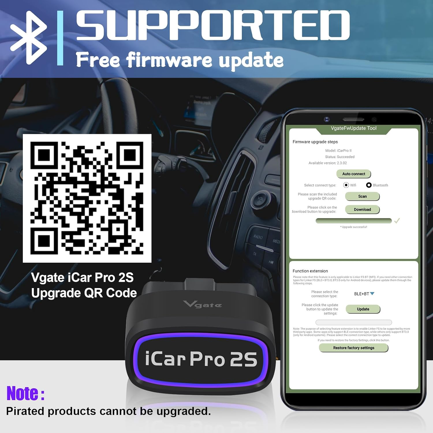 Vgate Icar Pro 2S Bluetooth 5.2 OBD2 Car Scan Tool for Iphone, Android, and Windows image number 3