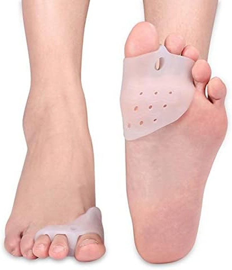 Double Hole Toe Separator, Soft, Breathable, and Moisture Wicking. Separate Thumb, Anti-Wear, Big Toe Bone, and Toe Cover (White, One Size) image number 4