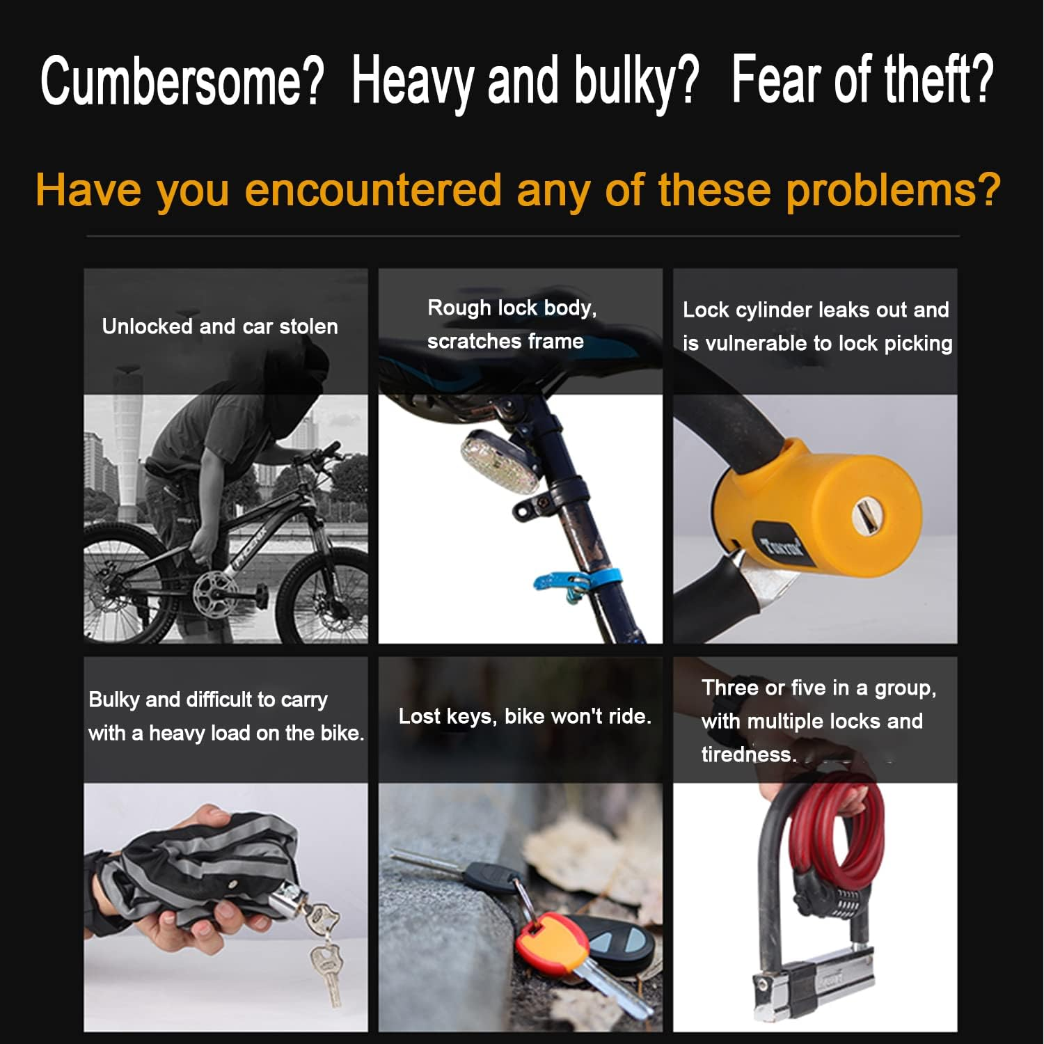 MINGKAI Bicycle Cable Lock, 87CM Alloy Combination Lock, 5-Digit Resetable, Black image number 6