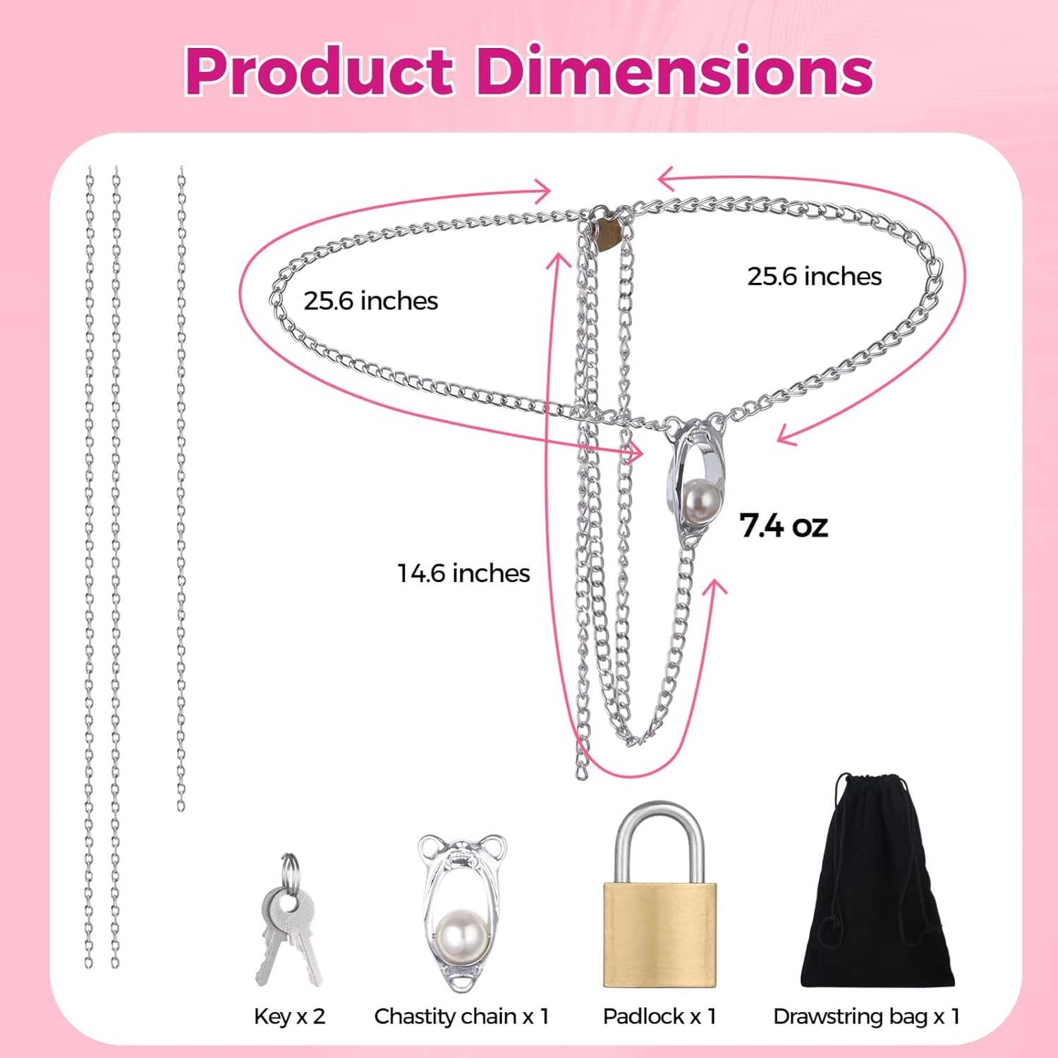 Female Chastity Devices with Metal Lock, Abstinence BDSM Sex Belt, Adjustable Bondage Set Sex Toys for Women, Woman Forced Orgasm Belts, Anti-Derailment Women'S Chastity Strap Device image number 3