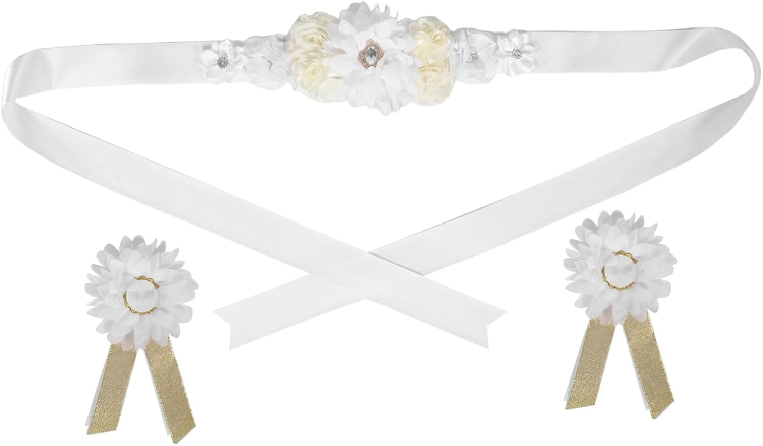 Ibasenice Floral Maternity Sash Belt with Adjustable Straps Stretchable Pregnancy Belly Band for Mom-To-Be Supportive Shower Decoration and Comfortable Fit image number 5