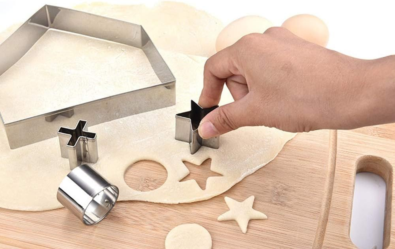 3D Cookie Cutter House Set Christmas,10 Pcs Gingerbread House Cookie Mold for Winter Holiday Thanksgiving Festival,Stainless Steel Cake Biscuit DIY Kit Baking Pastry Tool with Gift Box Packaging image number 5