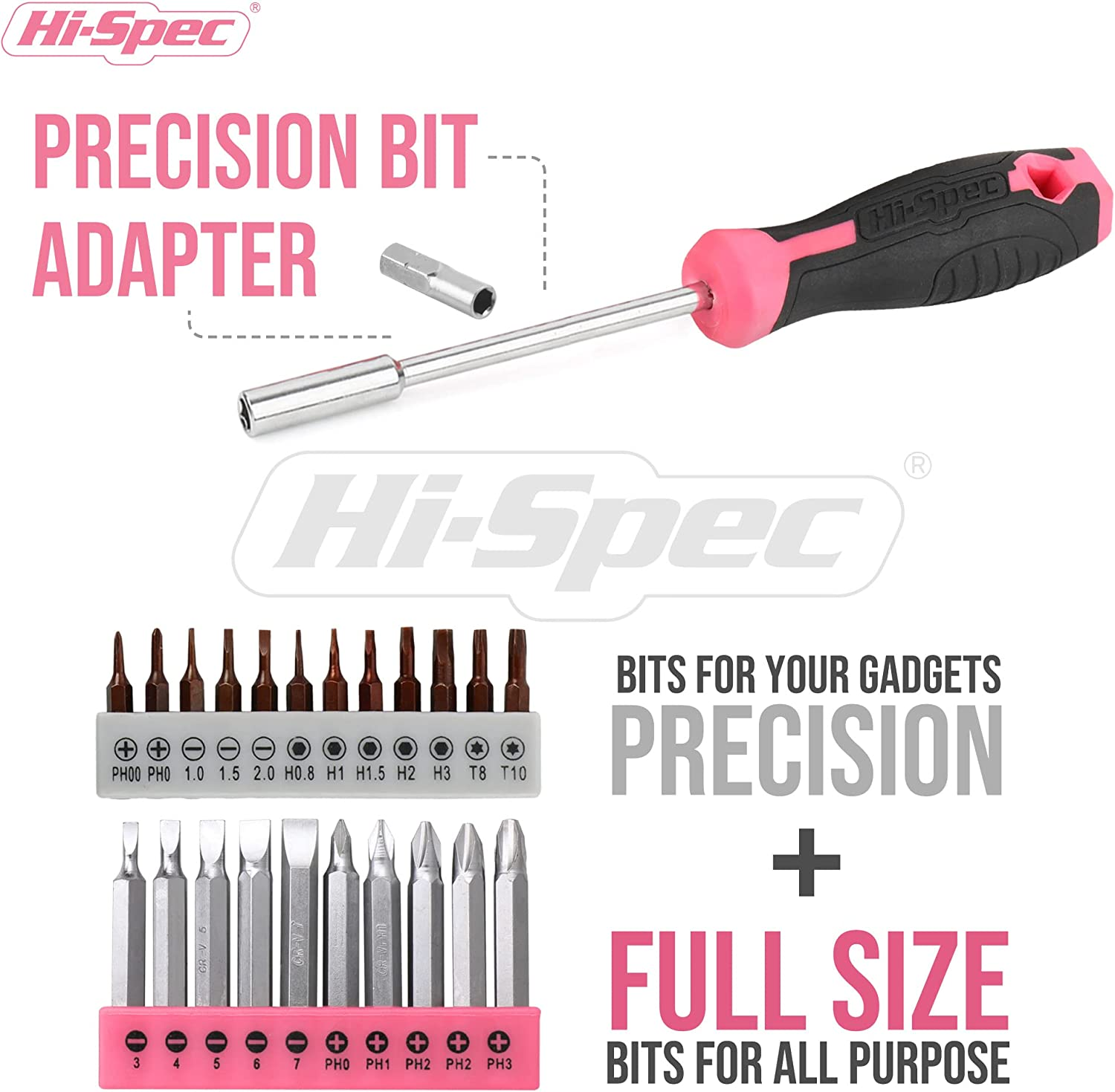 Hi-Spec 57Pc Pink 8V USB Electric Drill Driver & Household Tool Kit Set with Variable Speed DIY Cordless Power Screwdriver image number 4