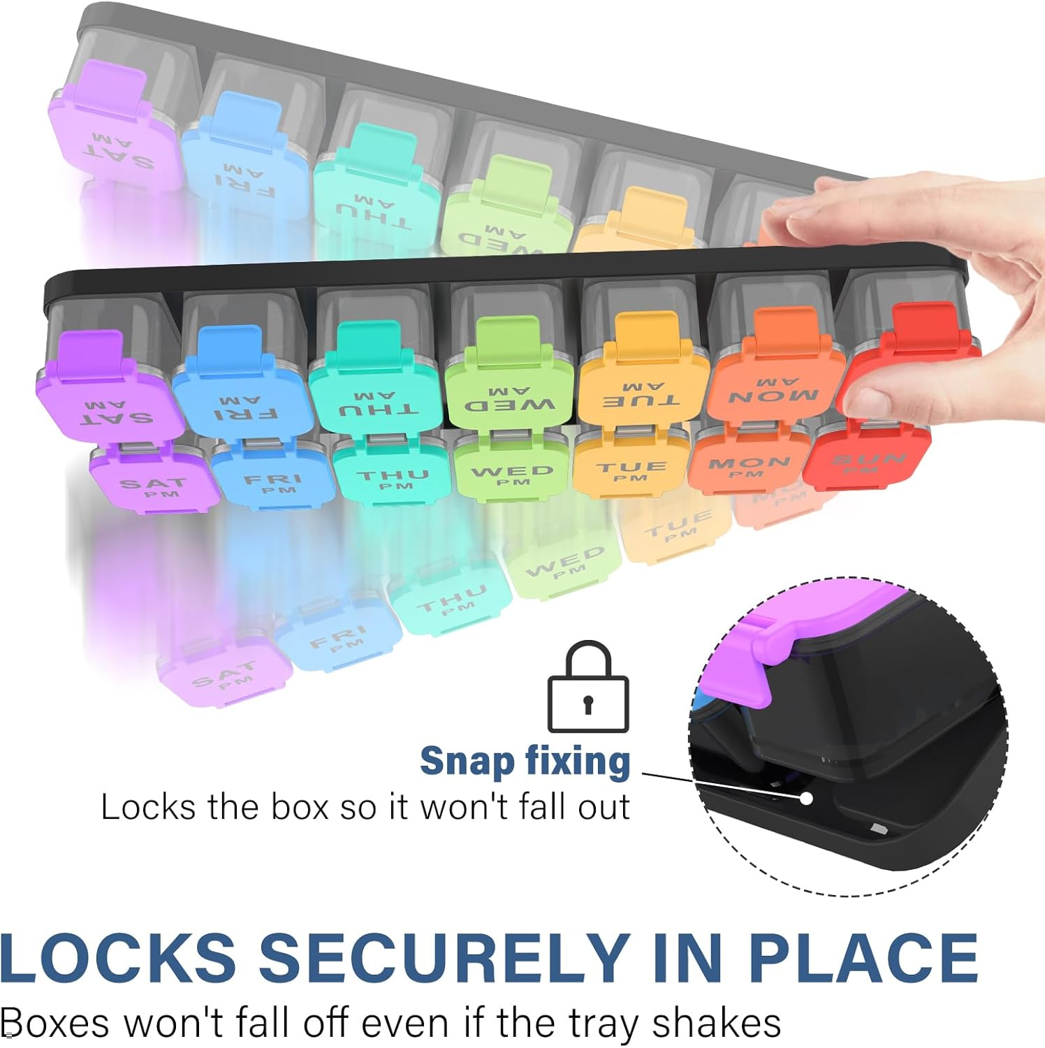 Extra Large Weekly Pill Organizer - 7 Day AM/PM Pill Box, Twice a Day XL Pill Container for Vitamins and Supplements, Airtight & Detachable Design, Ideal for Daily Medication Management image number 4