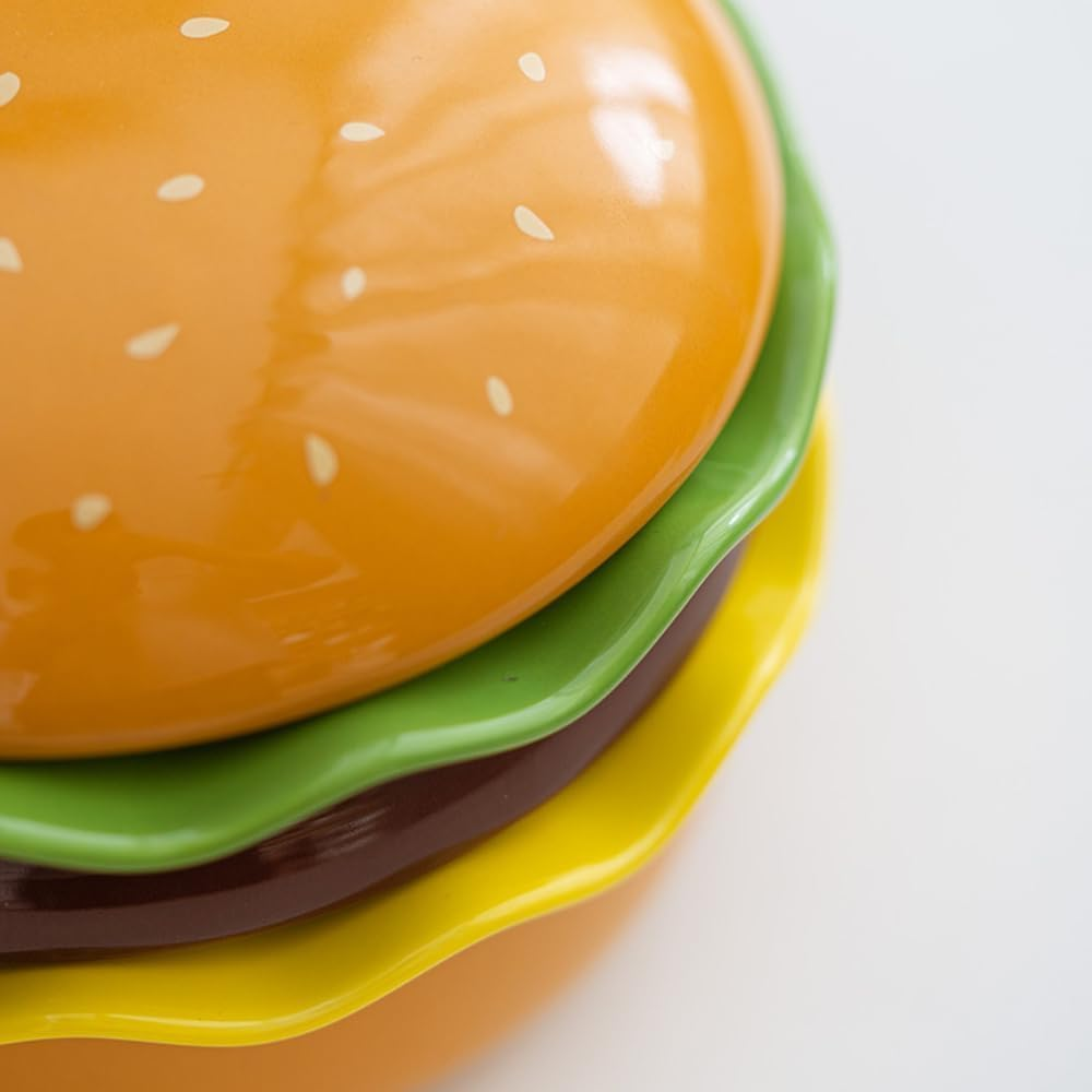 ROROUP Ceramic Hamburger Plates and Bowls Sets, 5-Piece Burger Shape Bowl and Plate, Novelty Stackable Burger Dinnerware Set for Afternoon Tea, Desserts, Biscuits, Steaks, Fun and Cute image number 6