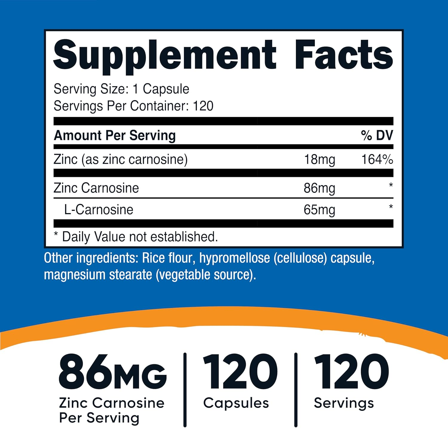 Nutricost Zinc Carnosine 86Mg, 120 Capsules - Non-Gmo, Gluten Free, Zinc L-Carnosine Supplement image number 3