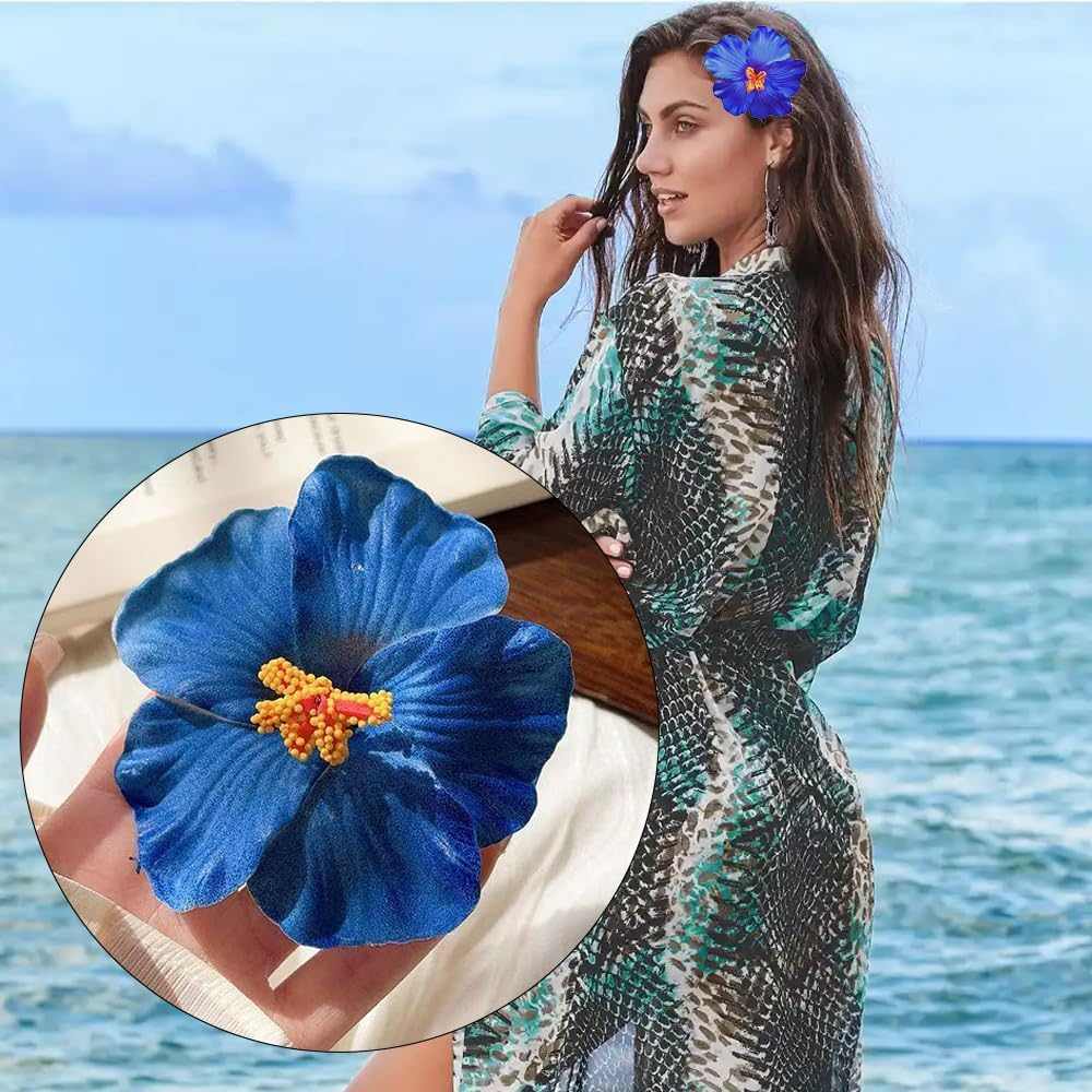 TSUOUKL Pack of 3 Hawaiian Flower Hair Clips for Women, Plumeria Hibiscus Hair Clip, Hair Clips, Artificial Flower Clips for Holiday, Hawaiian Flower Hair Clips image number 2