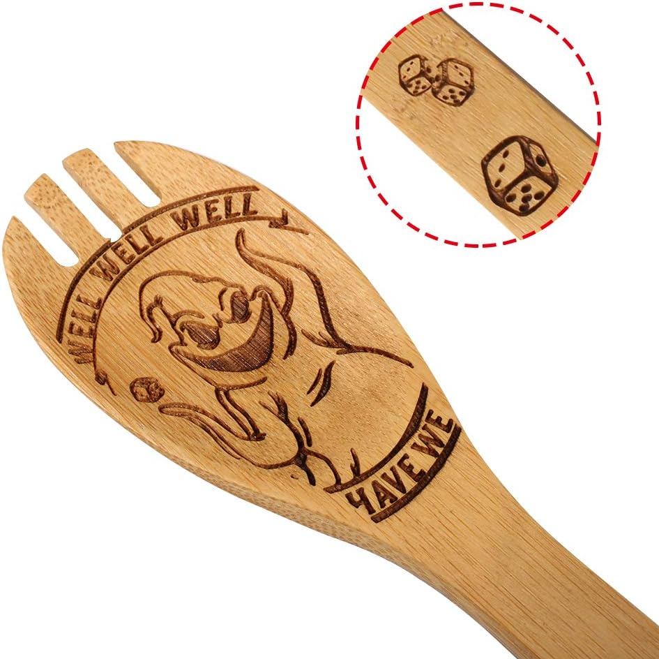 Idea Utensil Burned Wooden Spoons Set House Warming Wedding Present Slotted Spoon 5 Piece - Nightmare2 image number 7