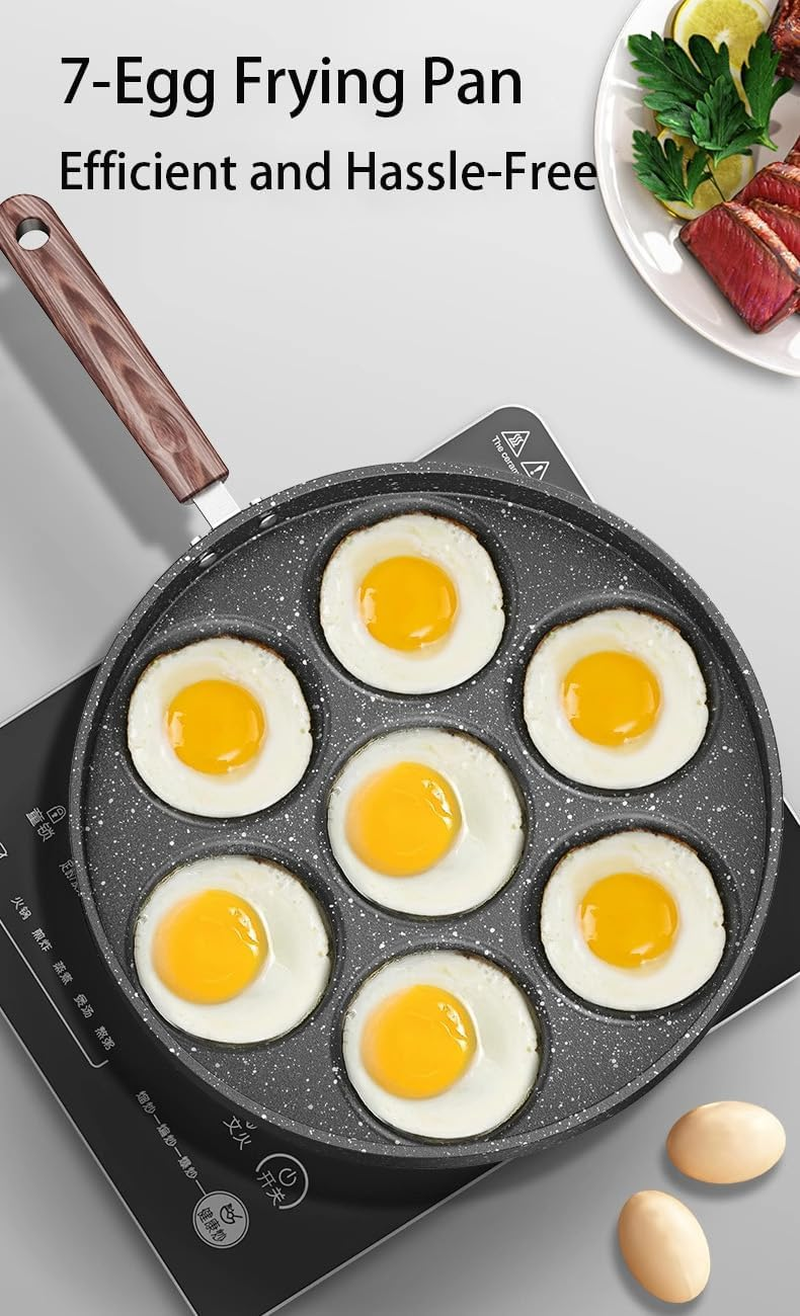 Aventara Pancake Pan 30Cm Non Stick, 7 Hole Induction Cooktop Compatible Griddle Pan for Mini Pancakes, Blini, Poffertjes, Fried Eggs, Family Breakfast & Kids Gift Idea image number 2