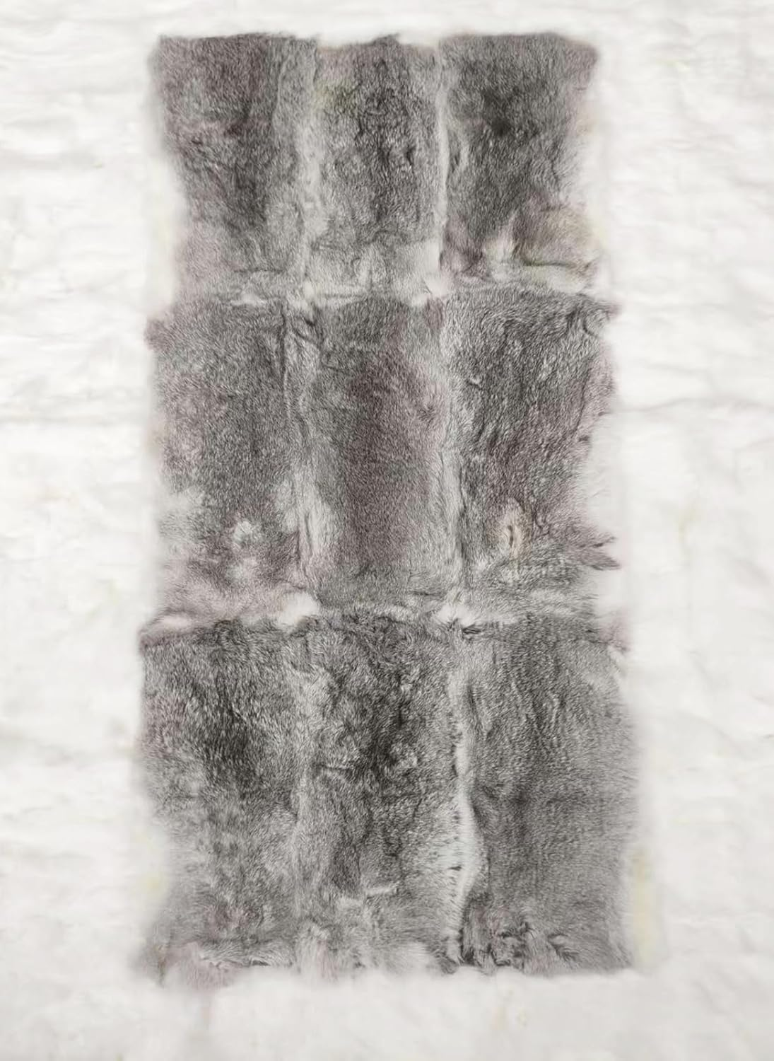 Plush Rabbit Hide Fur Throw Blanket for Couch 55X110Cm, Whole Pelt Patchwork Real Rabbit Skin Throw Warm Leather Rug Home Sofa Chair Decor Mat for DIY Craft Material Natural Yellow