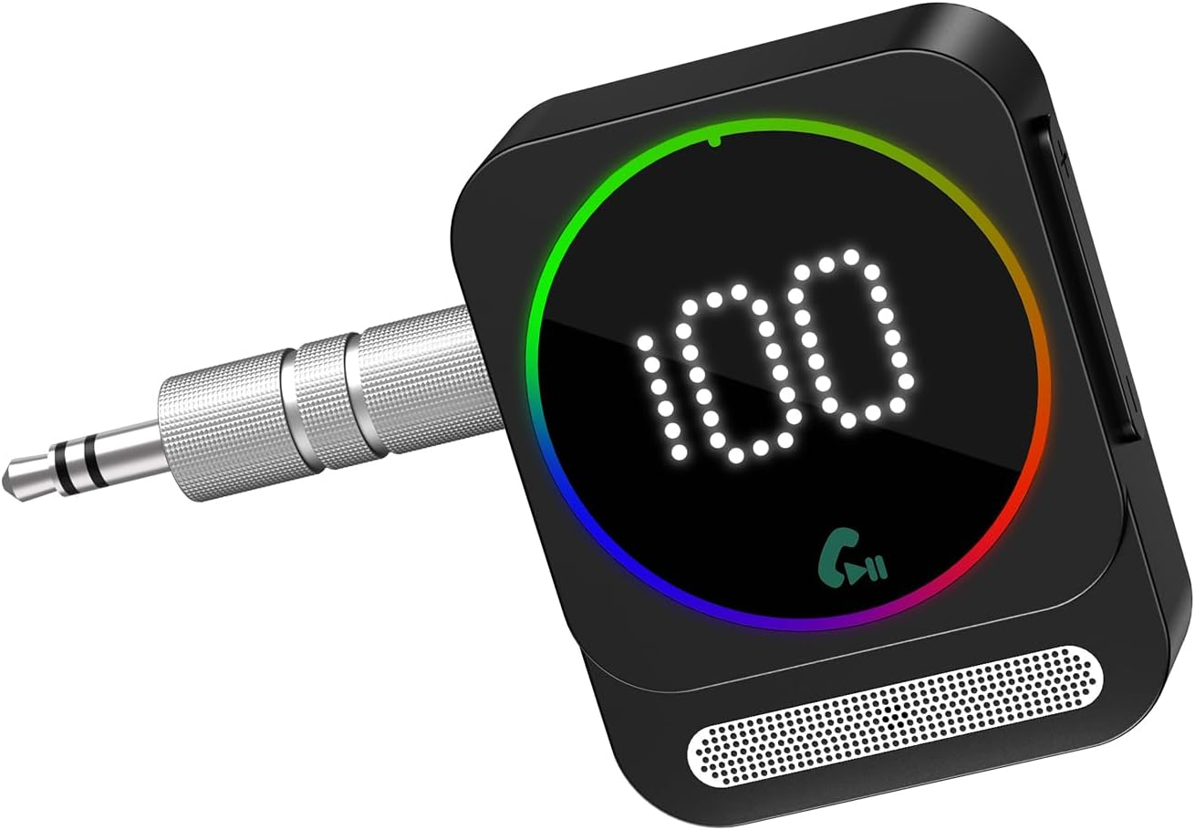 AMIR Bluetooth 5.3 Transmitter and Receiver for Car, 3.5Mm Aux Bluetooth Adapter with Dual Device Connection, Hands-Free Calls, 20H Battery Life Compatible for Speaker Home Stereo TV Headphones image number 4