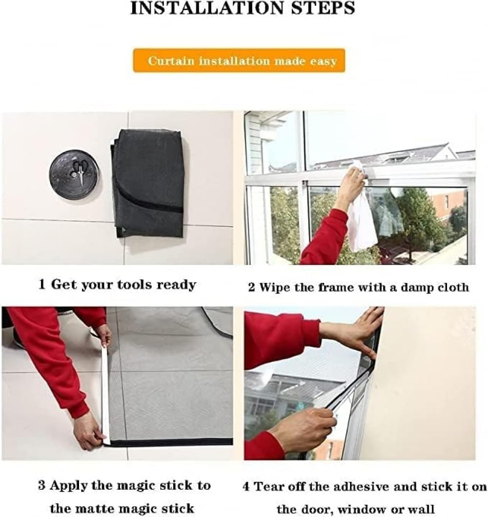 Screen Door Cat Screen Door Fits Door,Reinforced Pet Proof Door Screen,Double Zip Door Screen Mesh for Prevent Cats and Dogs from Escaping.-A||100X220Cm image number 5