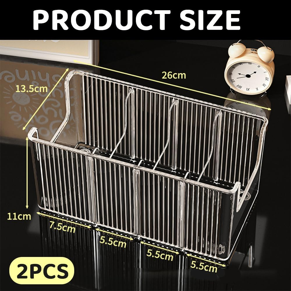 Rutrezogo2-Pack U-Shape Makeup & Belt Organizer - 4-Compartment Acrylic Storage Box with Removable Dividers, Stackable Design for Bathroom Counter, Closet & Drawer Organization image number 3