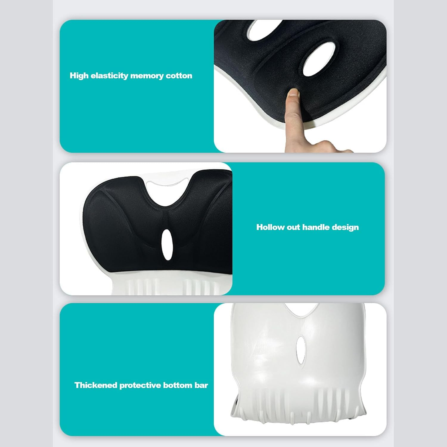 Back and Lumbar Support, Petal Shaped Ergonomic Chair Back Posture Corrector, Breathable Comfortable Office Chair Seating Cushion Prevents the Build up of Pressure and Pain (Black) - Black image number 6