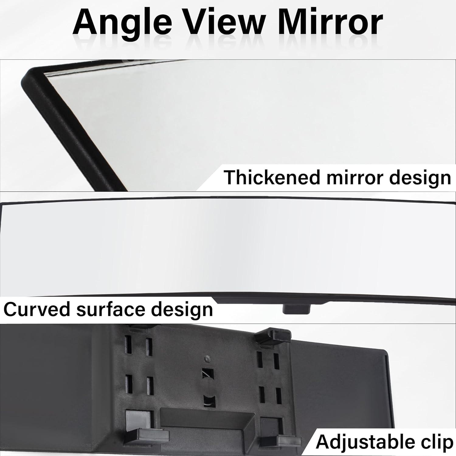 Rear View Mirror, Universal 11.4 Inch Interior Clip on Panoramic Convex Mirror, HD anti Glare Wide Angle and Reduce Blind Spot, Extended Rear View Mirror for Cars, Suvs, Trucks, Vehicles image number 1